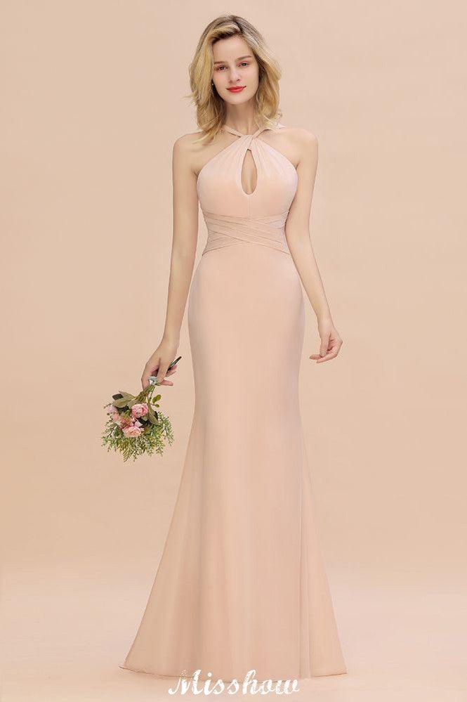 Dreamful Halter Slim Mermaid Bridesmaid Dress Floor Length Party Dress