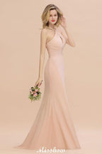 Dreamful Halter Slim Mermaid Bridesmaid Dress Floor Length Party Dress