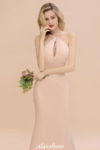 Dreamful Halter Slim Mermaid Bridesmaid Dress Floor Length Party Dress