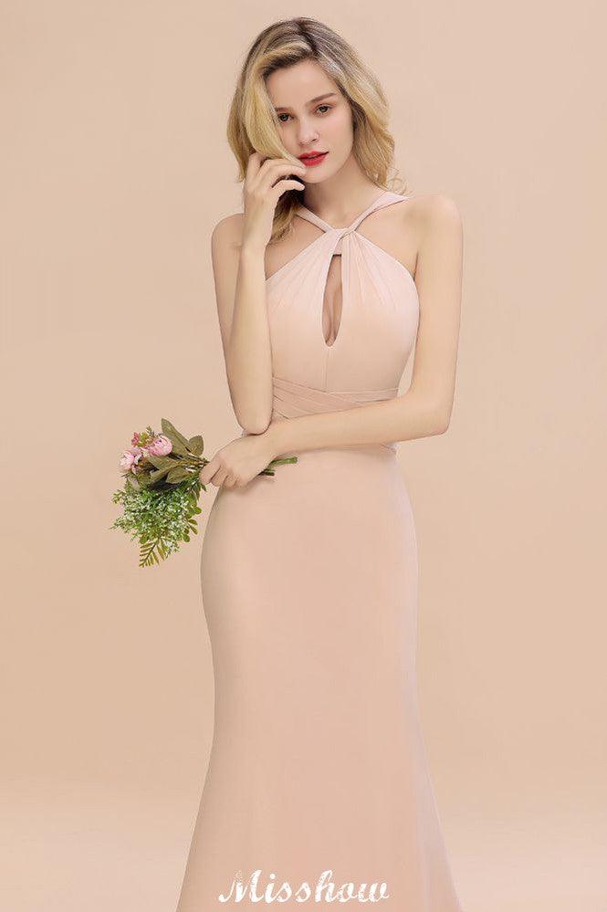Dreamful Halter Slim Mermaid Bridesmaid Dress Floor Length Party Dress