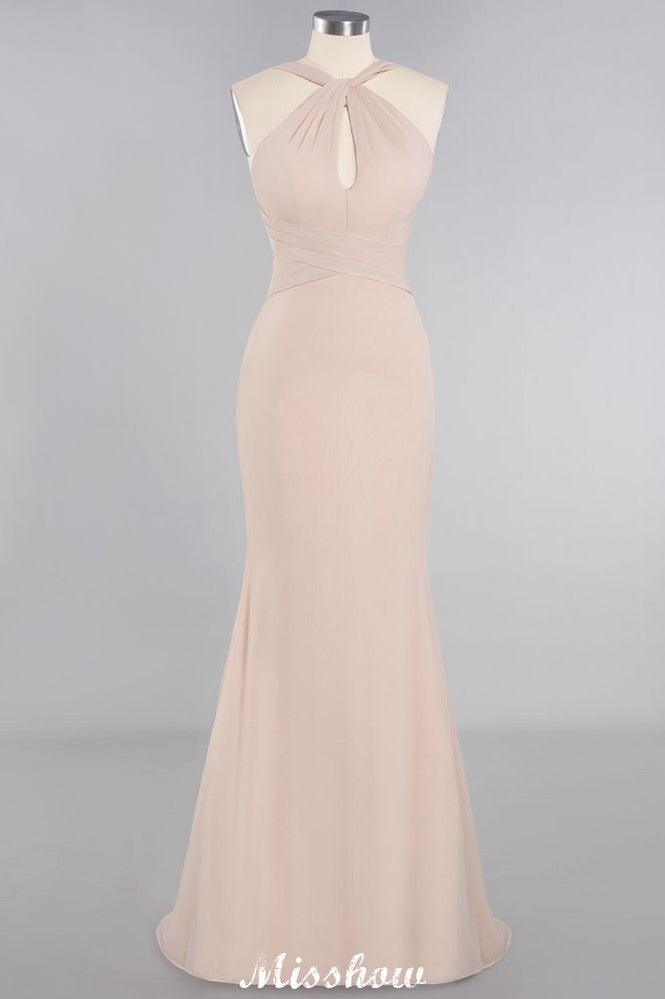 Dreamful Halter Slim Mermaid Bridesmaid Dress Floor Length Party Dress