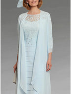 Vestido tubinho/coluna para mãe da noiva, convidada de casamento, elegante, pequeno, decote redondo, comprimento até ao joelho, chiffon, renda, manga comprida, com lantejoulas franzidas