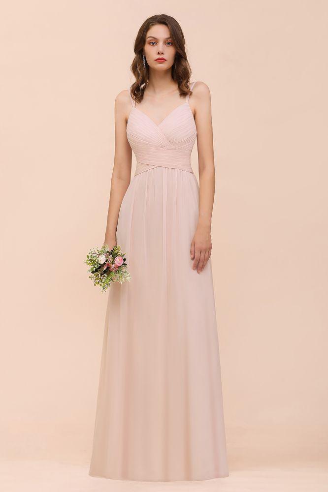 Dusty Pink Sleeveless A-line Wedding Guest Dress Beach Bridesmaid Dress