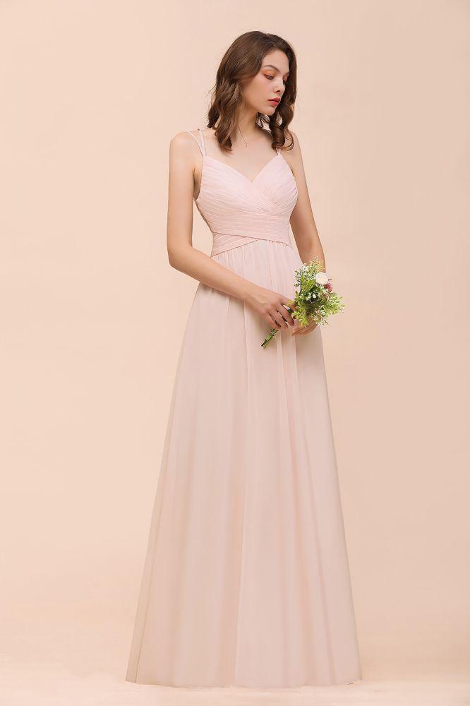 Dusty Pink Sleeveless A-line Wedding Guest Dress Beach Bridesmaid Dress