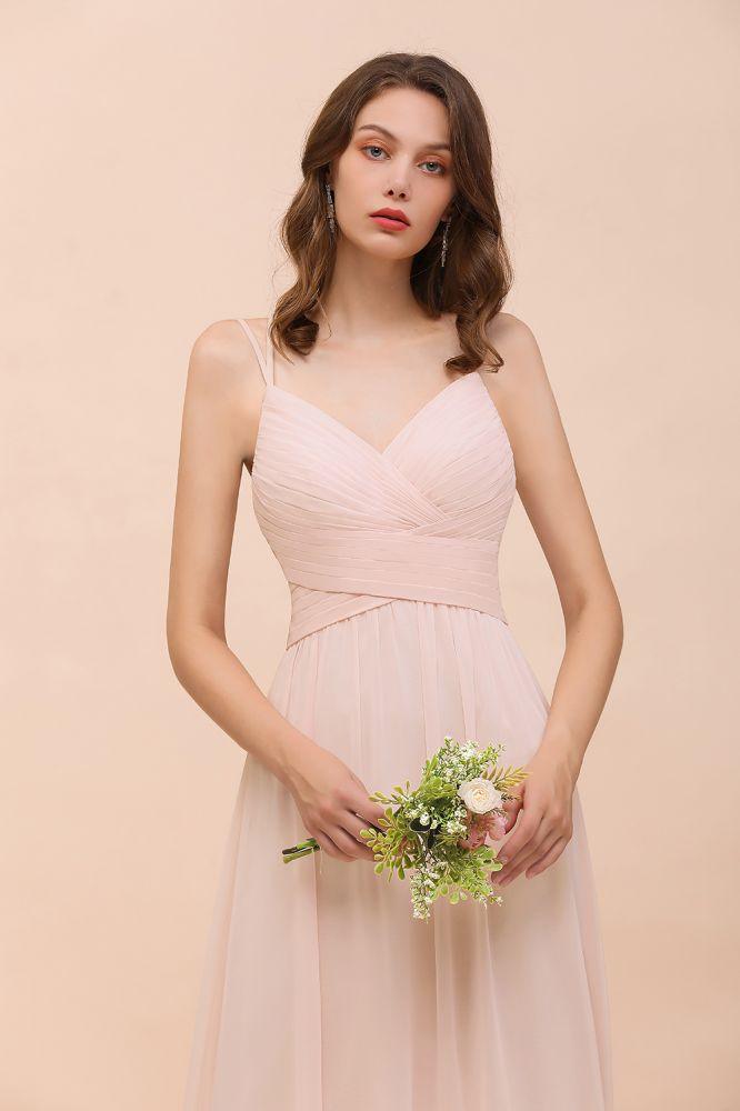 Dusty Pink Sleeveless A-line Wedding Guest Dress Beach Bridesmaid Dress