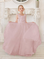 Elegant White Tulle Flower Girl Dress with Sweep Train