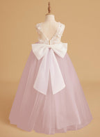 Dream Princess Sleeveless Lace and Tulle with Beading Flower Girl Dress
