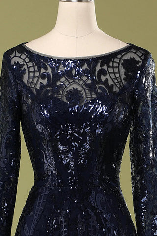 Kleid für die Brautmutter, langärmeliges Paillettenkleid