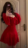 Sexy Rote Spitze Trompetenärmel Homecoming-Kleid Partykleid Y7655