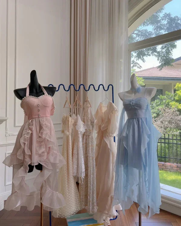 Einfaches Homecoming-/Partykleid aus Chiffon mit blauen Trägerbändchen Y8581
