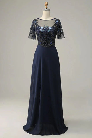 Kleid für die Brautmutter mit Applikationen und Pailletten