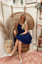Elegantes A-Linien-Blau-Ein-Schulter-Ärmelloses Kurzes Homecoming-Kleid