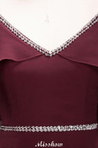 elegant A-line Chiffon V-Neck Spaghetti Straps Sleeveless Floor-Length Bridesmaid Dresses with Beading