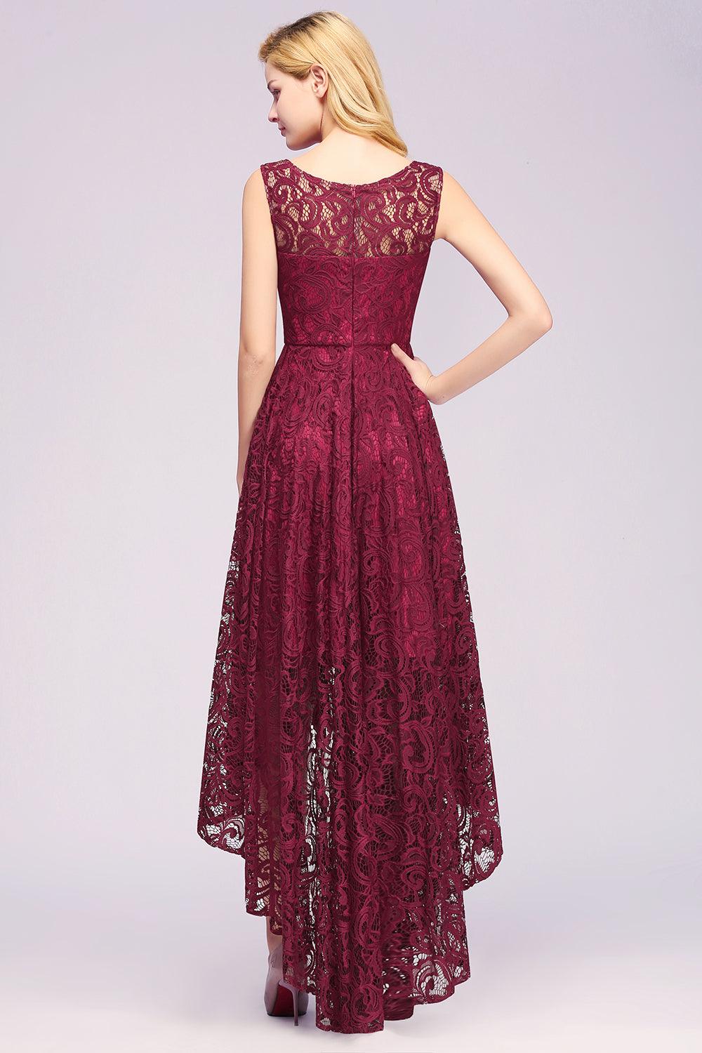 Elegant A-Line Scoop Sleeveless Lace Bridesmaid Dress