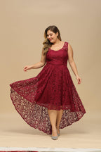 Elegant A-Line Scoop Sleeveless Lace Bridesmaid Dress