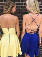 Elegant A Line V Neck Backless Short Prom Homecoming Dresses