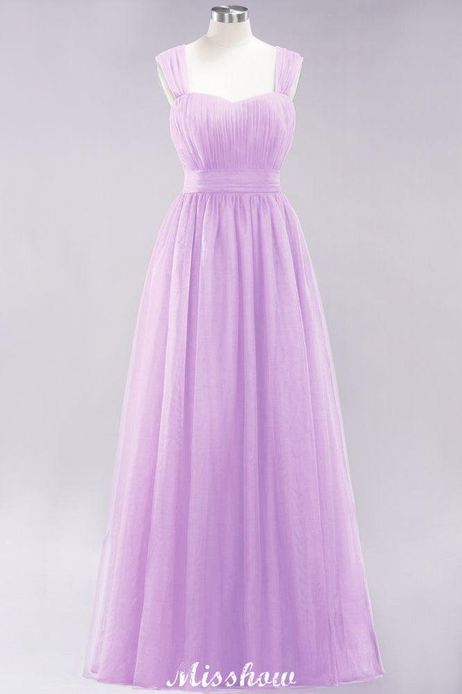 Elegant aline Sleeveless Tulle Evening Maxi Gown Burgundy Straps Bridesmaid Dress