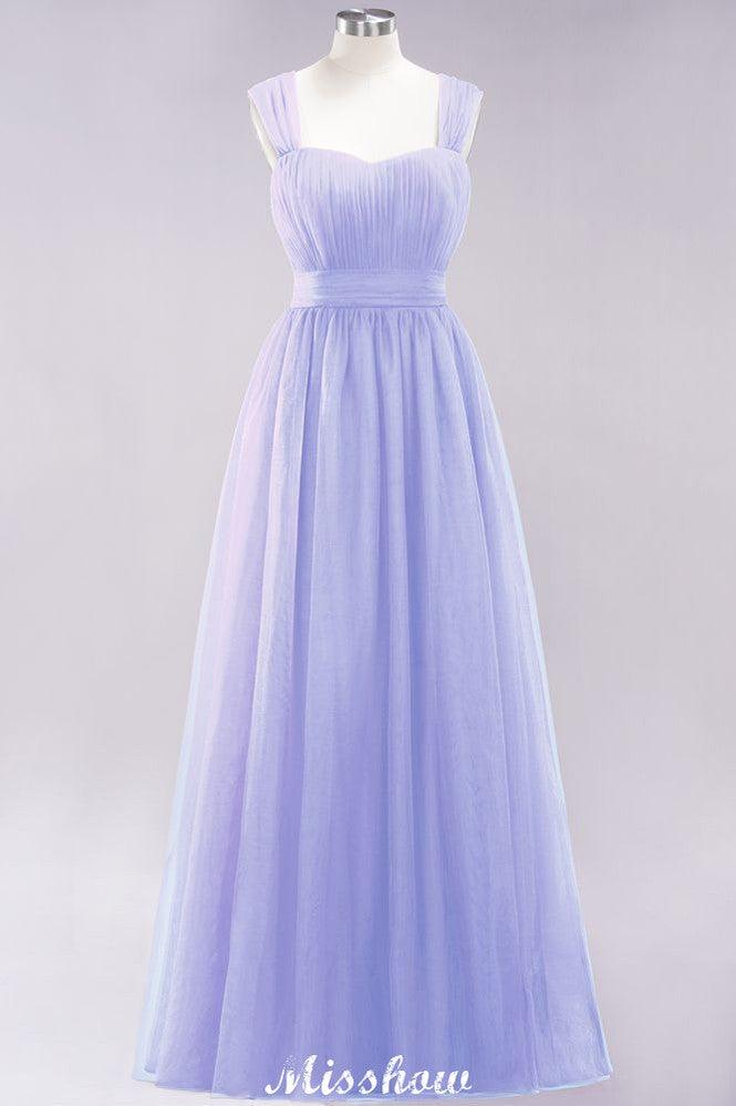 Elegant aline Sleeveless Tulle Evening Maxi Gown Burgundy Straps Bridesmaid Dress