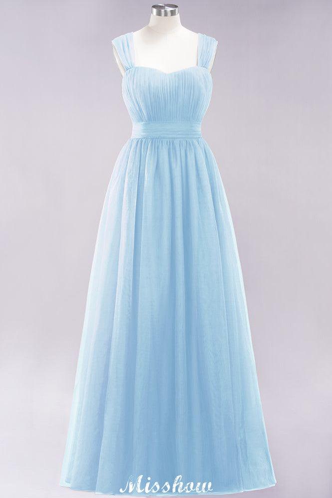 Elegant aline Sleeveless Tulle Evening Maxi Gown Burgundy Straps Bridesmaid Dress