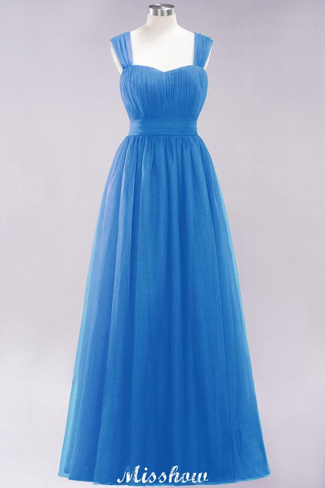 Elegant aline Sleeveless Tulle Evening Maxi Gown Burgundy Straps Bridesmaid Dress