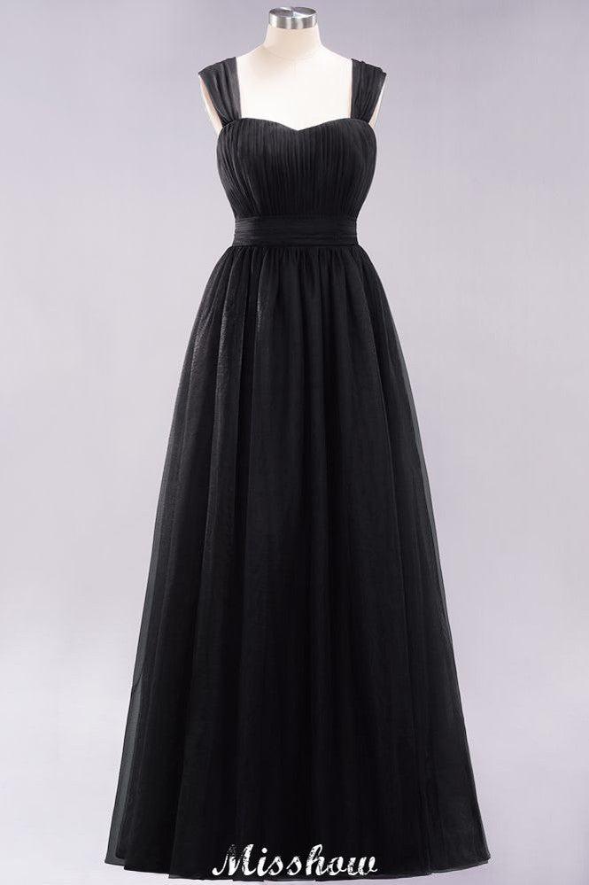 Elegant aline Sleeveless Tulle Evening Maxi Gown Burgundy Straps Bridesmaid Dress