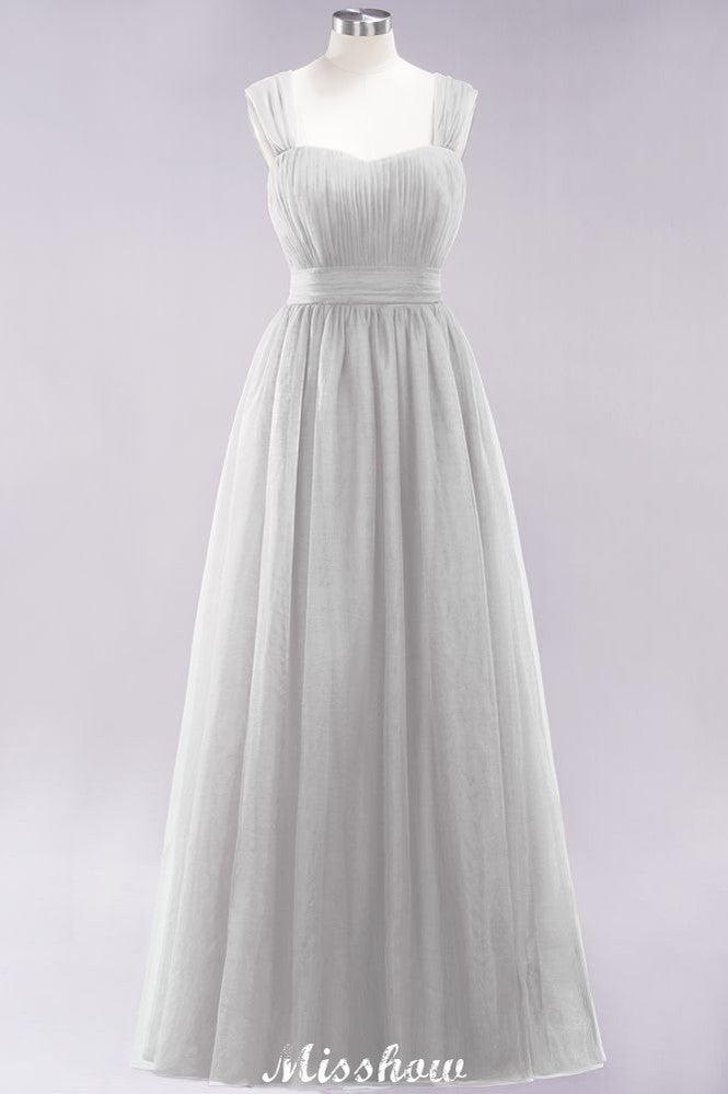 Elegant aline Sleeveless Tulle Evening Maxi Gown Burgundy Straps Bridesmaid Dress