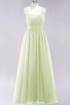 Elegant aline Sleeveless Tulle Evening Maxi Gown Burgundy Straps Bridesmaid Dress