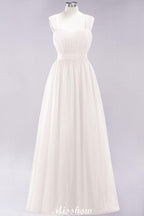 Elegant aline Sleeveless Tulle Evening Maxi Gown Burgundy Straps Bridesmaid Dress