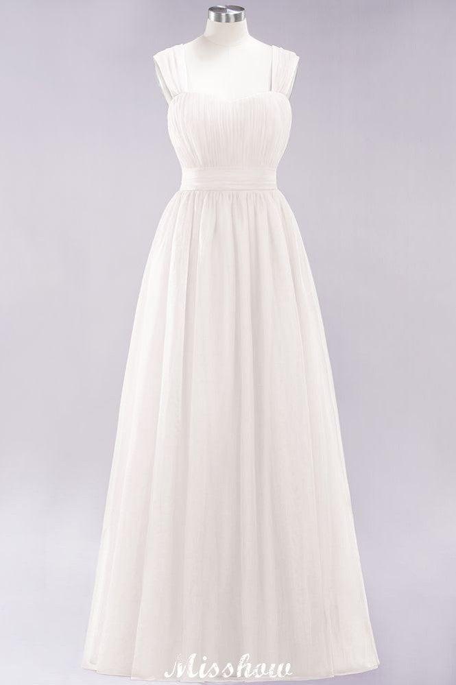 Elegant aline Sleeveless Tulle Evening Maxi Gown Burgundy Straps Bridesmaid Dress