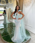 Elegantes Vestidos de Noche Largos de Sirena con Lentejuelas, un Solo Hombro y Sin Mangas