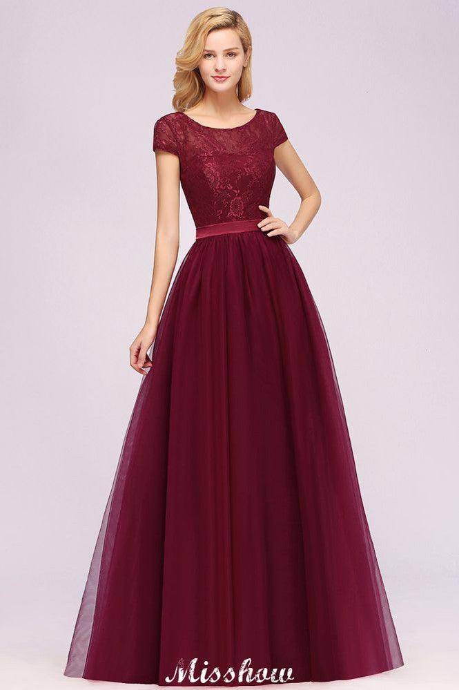 Elegant Cap Sleeves Floral aline Evening Swing Dress Appliques Tulle Bridesmaid Dress