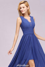 Elegant Chiffon Lace Jewel Sleeveless Floor-Length A-Line Ruffles Bridesmaid Dress