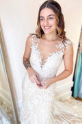 Elegant Creme Applikationen Meerjungfrau Brautkleider mit Spitze