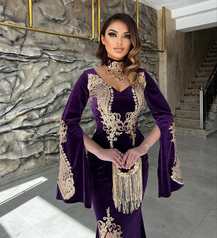 Elegant Floor Length Sweetheart Long Sleeves Mermaid Prom Dress with Split
