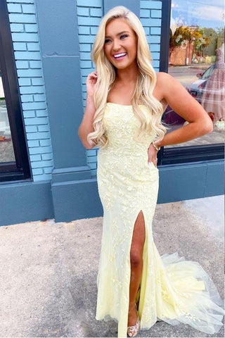 Elegant Strapless Lace Appliques Fuchsia Long Prom Dress PSK021