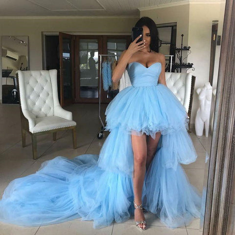 Elegante High Low Sweetheart Tüll Formelle Abschlussballkleider