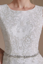 Elegant Jewel Ärmelloses Meerjungfrau Bodenlanges Satin Brautkleid mit Spitze