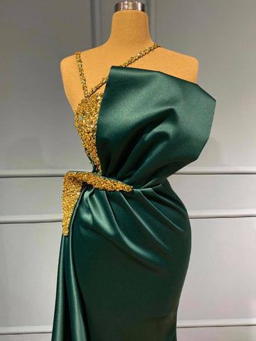 Elegant Long Mermaid Halter Satin Prom Dress