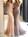 Vestido de Gala Largo y Elegante con Escote Corazón, Tirantes Espagueti y Aplicaciones de Encaje en Estilo Sirena