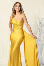 Elegant Mermaid Long One Shoulder Evening Dress with Ruffles