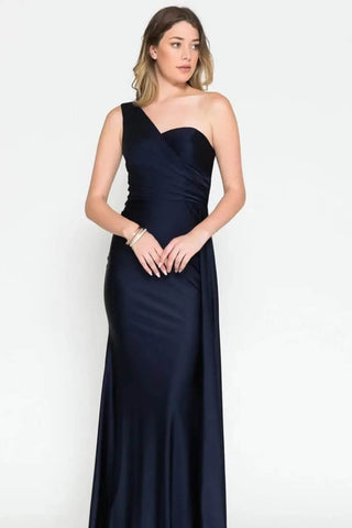 Elegant Mermaid Long One Shoulder Evening Dress with Ruffles