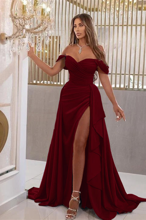 Elegante vestido de noite comprido azul royal com decote em V e decote em V, estilo sereia e racha