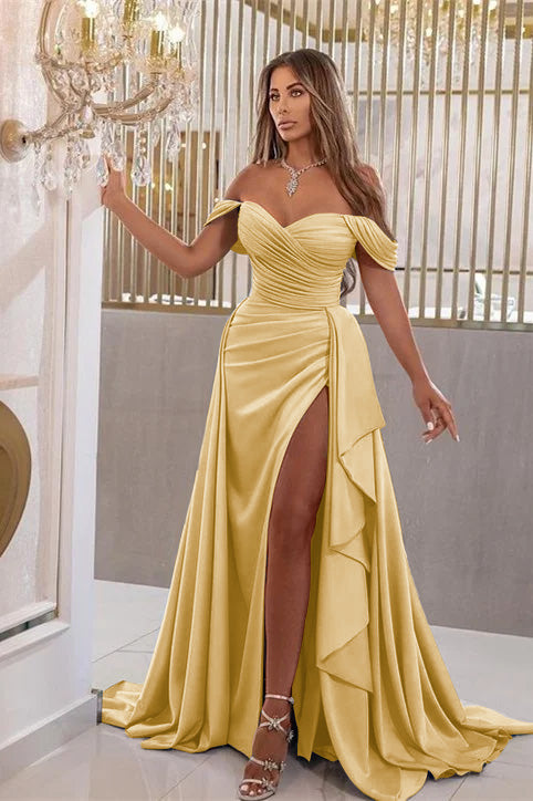 Elegante vestido de noite comprido azul royal com decote em V e decote em V, estilo sereia e racha