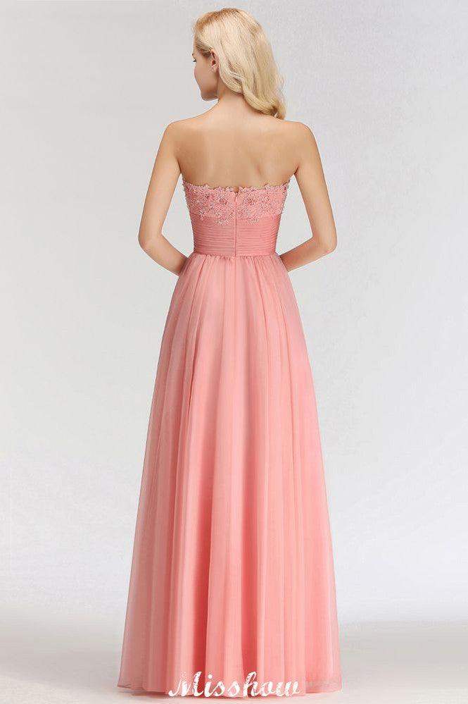 Elegant Sweetheart A-Line Appliques Bridesmaid Dresses Ruffle Chiffon