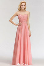 Elegant Sweetheart A-Line Appliques Bridesmaid Dresses Ruffle Chiffon