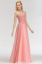 Elegant Sweetheart A-Line Appliques Bridesmaid Dresses Ruffle Chiffon