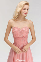 Elegant Sweetheart A-Line Appliques Bridesmaid Dresses Ruffle Chiffon