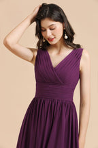 Elegant V-Neck Ruffle A-line Chiffon Lace Bridesmaid Dresses