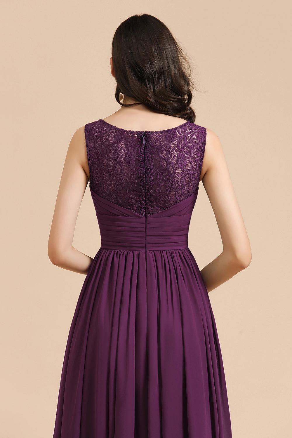 Elegant V-Neck Ruffle A-line Chiffon Lace Bridesmaid Dresses