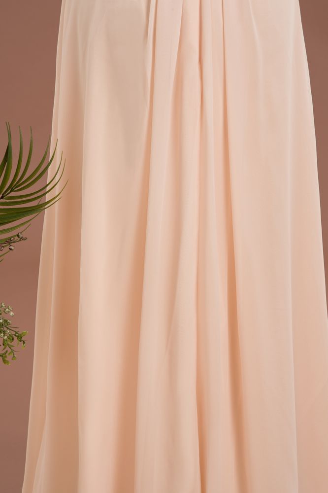 Elegante V-Ausschnitt Rüschen Schlichte Abendkleider | A-Linie Ärmellose Chiffon Abendkleider